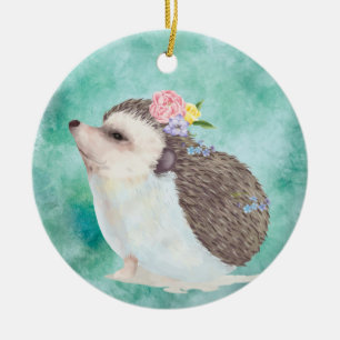 Wasserfarben-Igel Keramik Ornament