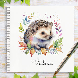 Wasserfarben-Igel-Waldtier personalisiert Notizbuch