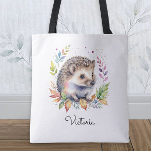 Wasserfarben-Igel-Waldtier personalisiert Tasche
