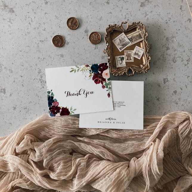 Wasserfarben Illustriert Fall Florflache Hochzeit Dankeskarte (Von Creator hochgeladen)