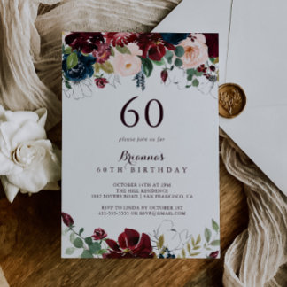 Wasserfarben Illustriert Herbst 60. Geburtstagspar Einladung