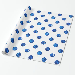 Wasserfarben-Indigoblau-Polka-Punktmuster Geschenkpapier