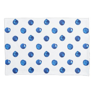Wasserfarben-Indigoblau-Polka-Punktmuster Kissenbezug