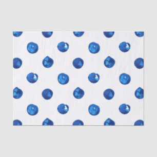 Wasserfarben-Indigoblau-Polka-Punktmuster Seidenpapier