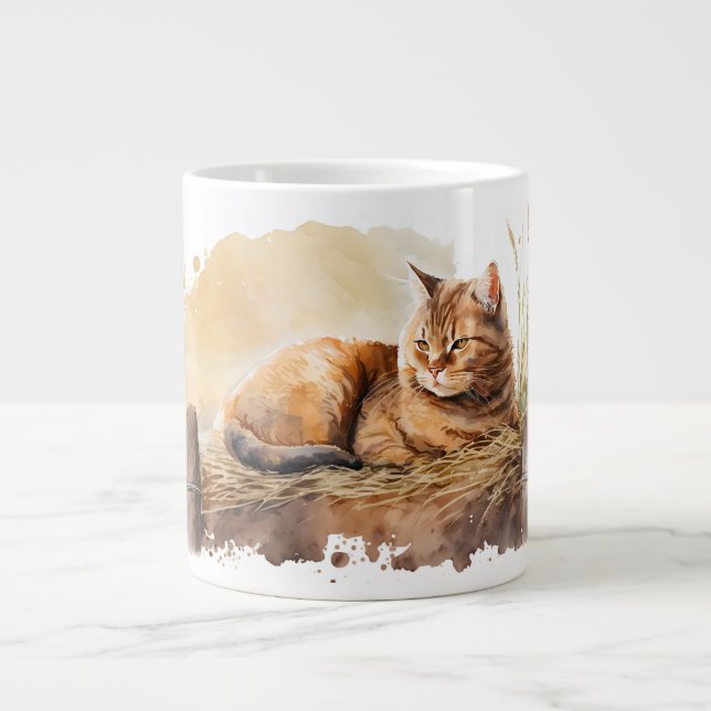 Wasserfarben-Ingwer-Katze auf Hay Jumbo-Tasse (Vorderseite)
