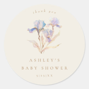 Wasserfarben-Iris-Baby-Party Runder Aufkleber