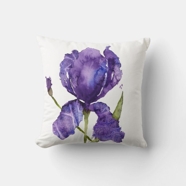 Wasserfarben-Iris-Kissen Kissen (Vorderseite)