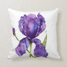 Wasserfarben-Iris-Kissen