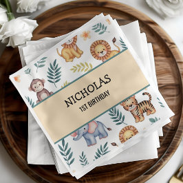 Wasserfarben Jungle Safari Tiere Tropischer Geburt Serviette