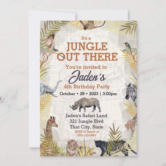 Wasserfarben Jungtier zum Geburtstag Einladung (Vorderseite)