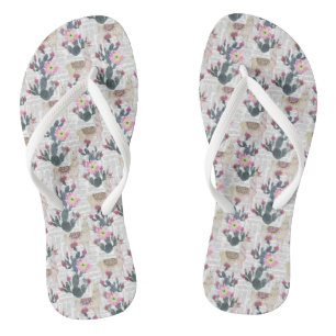 Wasserfarben-Kakteen-Muster Flip Flops