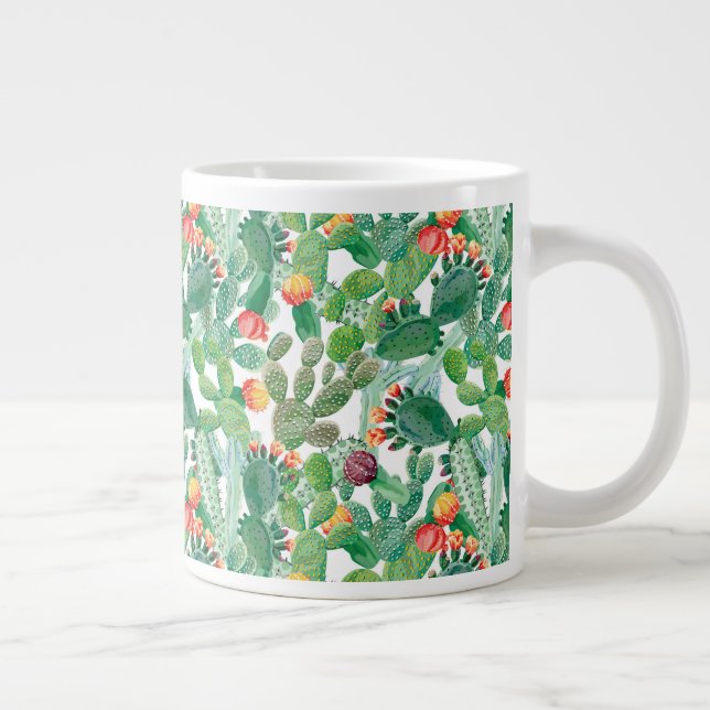 Wasserfarben-Kakteen-Muster Jumbo-Tasse (Rechts)