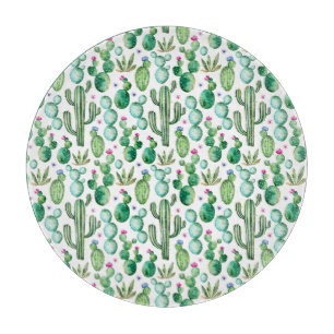 Wasserfarben-Kakteen-Pflanze-Muster Schneidebrett