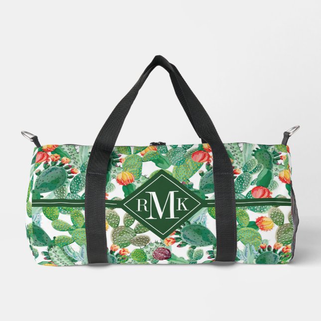 Wasserfarben-Kaktusmuster Duffle Bag (Vorderseite)