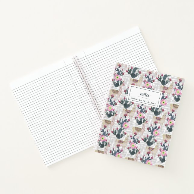 Wasserfarben-Kaktusmuster Notizbuch (Innenseite)