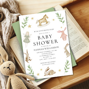 Wasserfarben Kaninchen Whimsical Baby Dusche Einladung