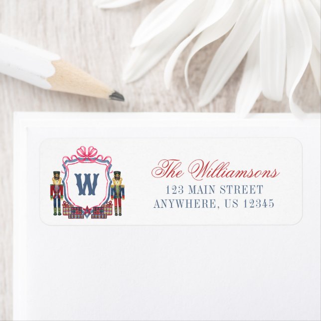 Wasserfarben-Karo-Nussknacker-Bär-Monogramm-Wappen (Insitu)