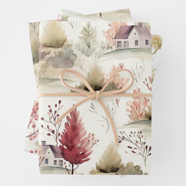 Wasserfarben-Kernmuster Geschenkpapier Set (Beispiel)