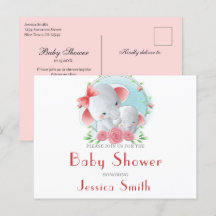 Wasserfarben Kinderdusche Einladung Postkarte