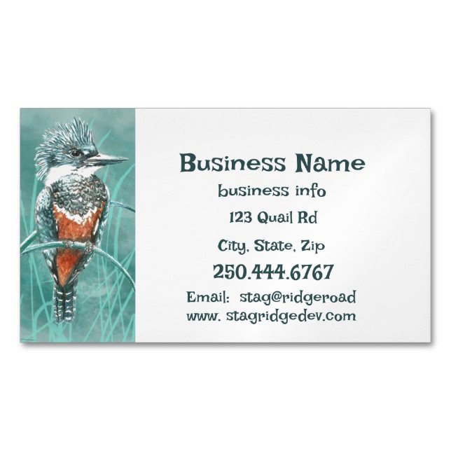 Wasserfarben-Kingfisher-Angeltours-Logo Magnetische Visitenkarte (Vorderseite)