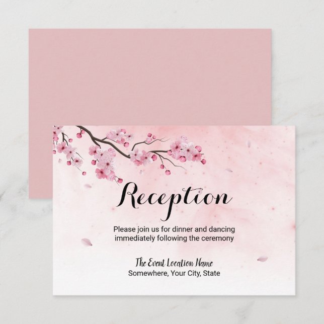 Wasserfarben-Kirschblossom Hochzeitsempfang Einladung (Vorne/Hinten)