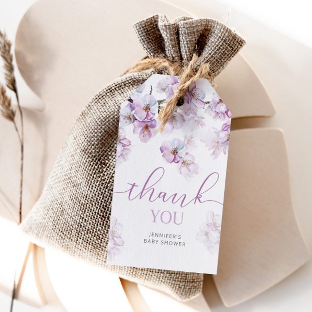 Wasserfarben-Kirschblüte Babydusche Geschenkanhänger (Von Creator hochgeladen)