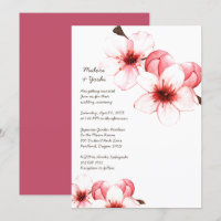 Wasserfarben Kirschblüten Rosa Weißes Hochzeitspaa