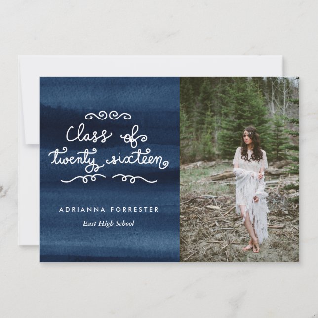 Wasserfarben-Klasse des Script-Graduate-Fotos 2016 Einladung (Vorderseite)