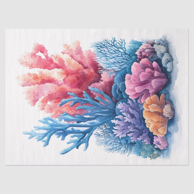 Wasserfarben Korallenriff Art Decoupage Seidenpapier (Vorderseite)