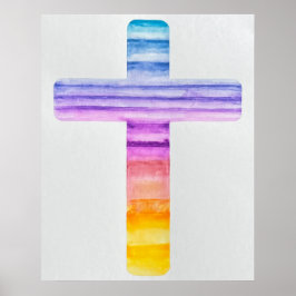 Wasserfarben-Kreuz/ Kreuz/ Christliche Kunst/ Jesu Poster