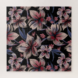 Wasserfarben Krimson Floral auf schwarz