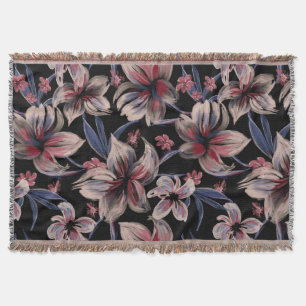 Wasserfarben Krimson Floral auf schwarz Decke