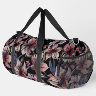 Wasserfarben Krimson Floral auf schwarz Duffle Bag