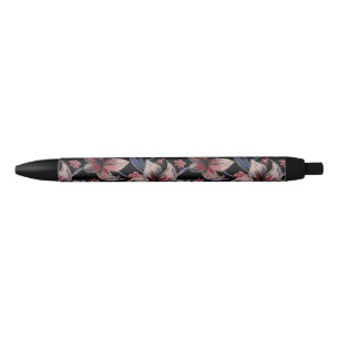 Wasserfarben Krimson Floral auf schwarz Kugelschreiber
