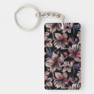 Wasserfarben Krimson Floral auf schwarz Schlüsselanhänger