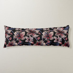 Wasserfarben Krimson Floral auf schwarz Seitenschläferkissen