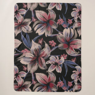 Wasserfarben Krimson Floral auf schwarz Sherpadecke
