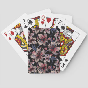 Wasserfarben Krimson Floral auf schwarz Spielkarten