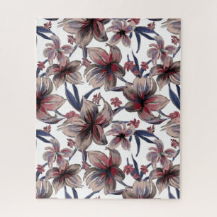 Wasserfarben Krimson Floral auf Weiß