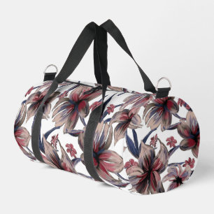 Wasserfarben Krimson Floral auf Weiß Duffle Bag