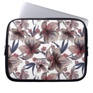 Wasserfarben Krimson Floral auf Weiß Laptopschutzhülle
