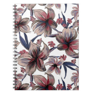 Wasserfarben Krimson Floral auf Weiß Notizblock