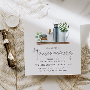 Wasserfarben Küchenschelf Party Einladung