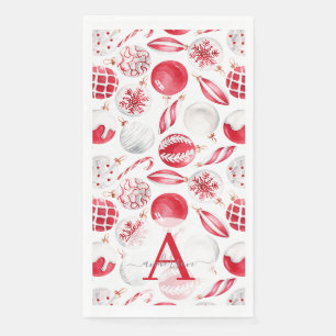 Wasserfarben-Kugelschmuck mit Monogramm Weihnachte Serviette