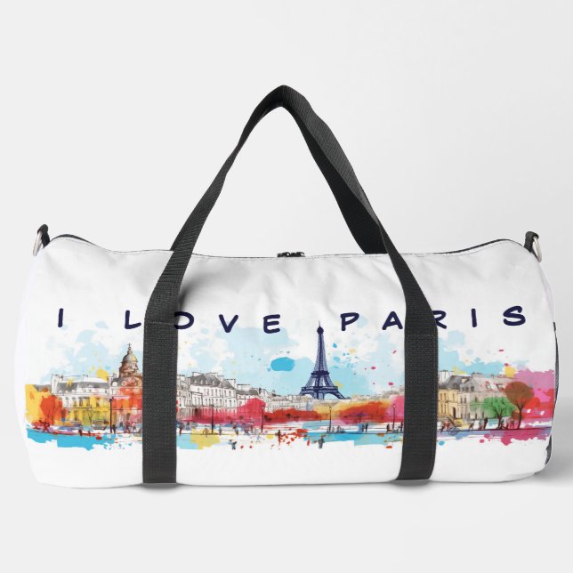 Wasserfarben Kunst, Liebe Paris Eiffelturm Duffle Bag (Vorderseite)