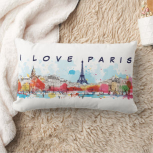 Wasserfarben Kunst, Liebe Paris Eiffelturm Lendenkissen