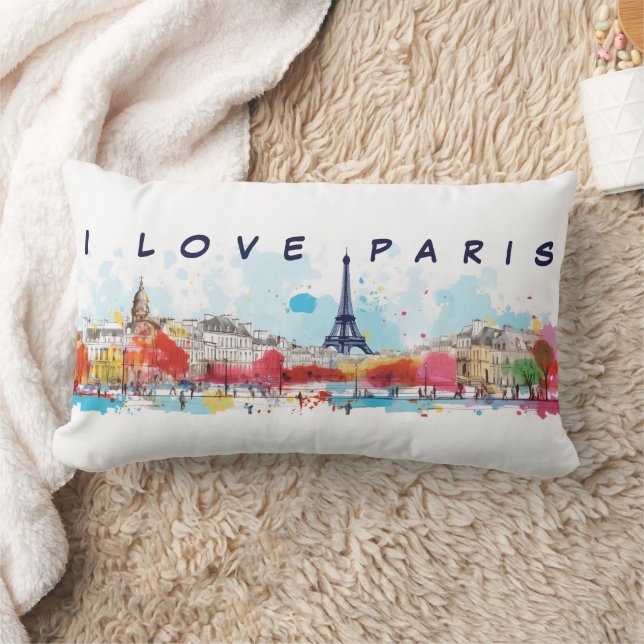 Wasserfarben Kunst, Liebe Paris Eiffelturm Lendenkissen (Decke)