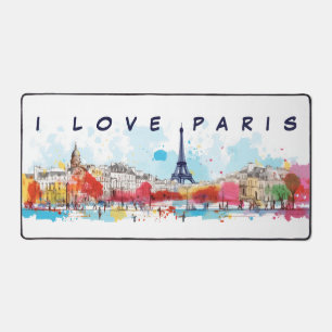 Wasserfarben Kunst, Liebe Paris Eiffelturm Schreibtischunterlage