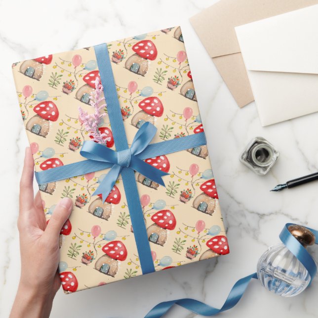 Wasserfarben Kunst, Niedliches Muschrooms Illustra Geschenkpapier (Schenken)