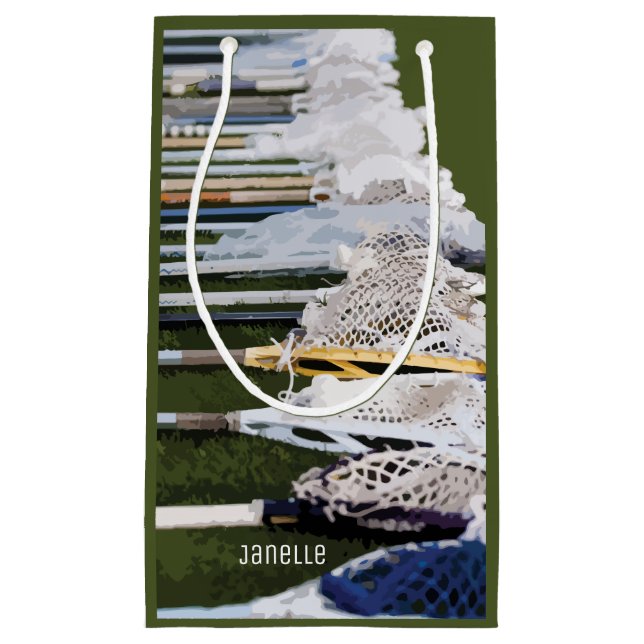 Wasserfarben-Lacrosse-Sticks Kleine Geschenktüte (Vorderseite)